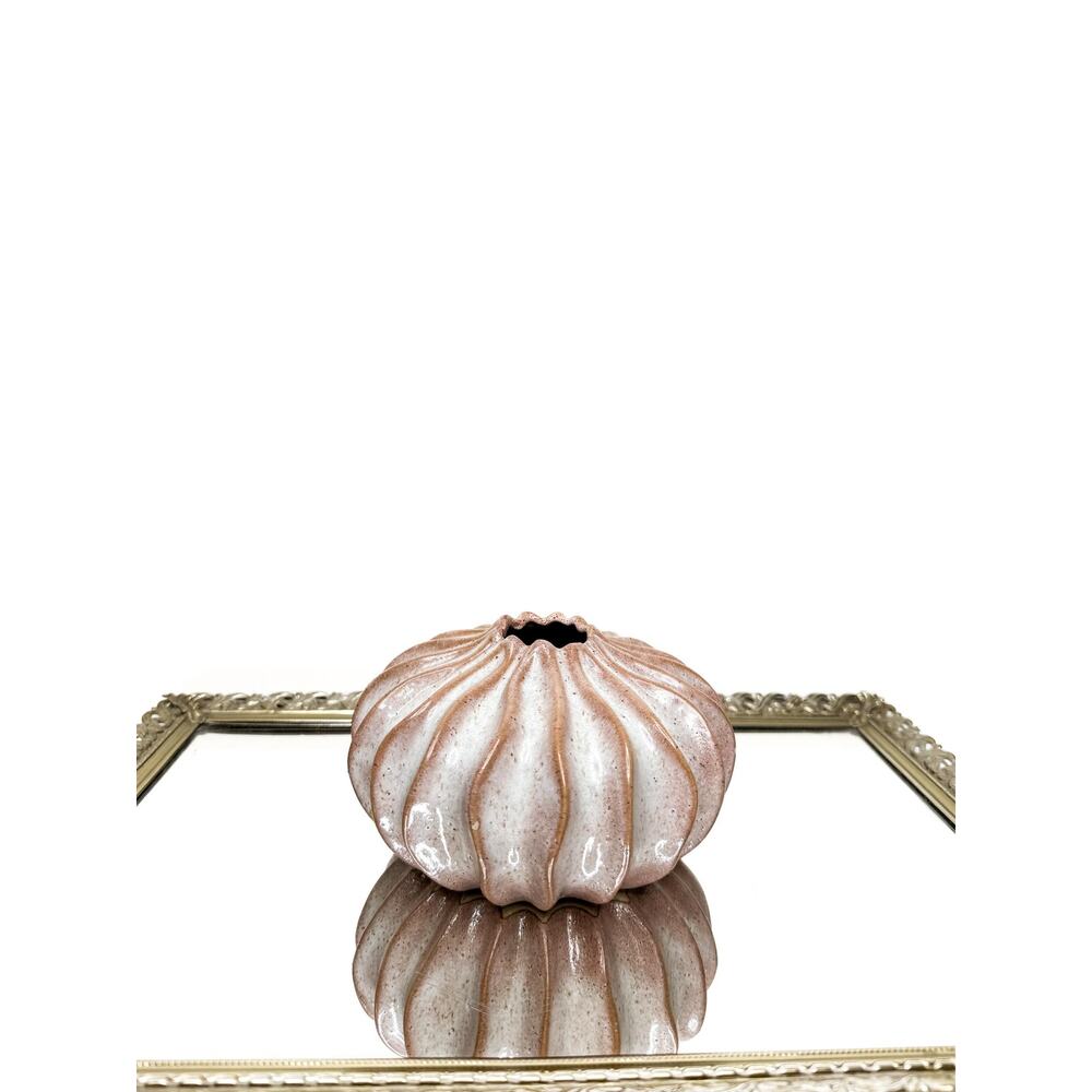 Fluted terracotta Blush Nude Color vase art sculpture shelf decor Southwest